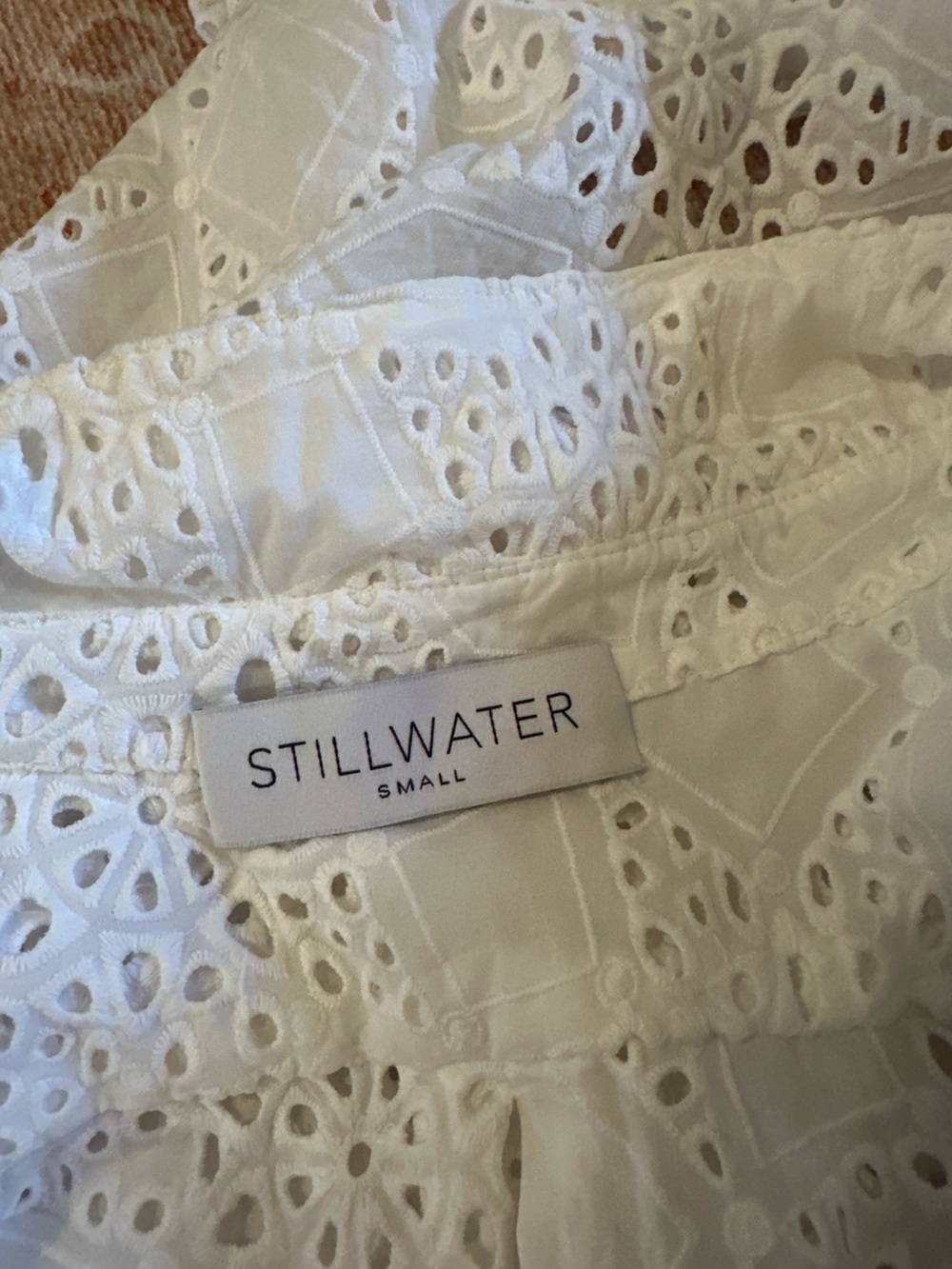 STILLWATER THE EYELET CROP FAVORITE SHIRT white lace cotton size S boho western - Picture 4 of 6